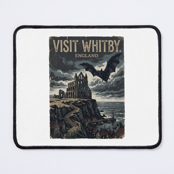 Item preview, Visit Whitby England Dracula Vampire Bat Vintage Travel Poster designed and sold by Fenay Designs.