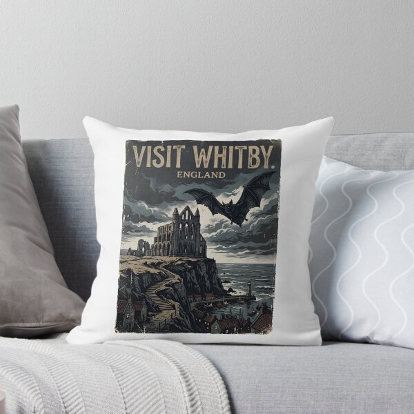 Item preview, Visit Whitby England Dracula Vampire Bat Vintage Travel Poster designed and sold by Fenay Designs.