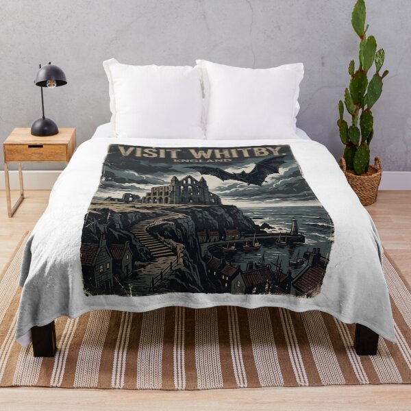 Item preview, Visit Whitby England Dracula Vampire Bat Vintage Travel Poster designed and sold by Fenay Designs.