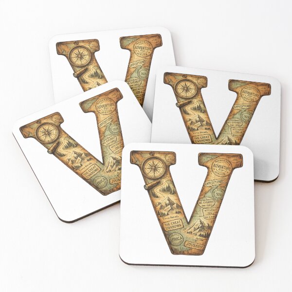 Item preview,  Vintage Adventure Letter V - Antique Map Alphabet - Explorer Initial V - Travel Typography Design designed and sold by irfanshikh.