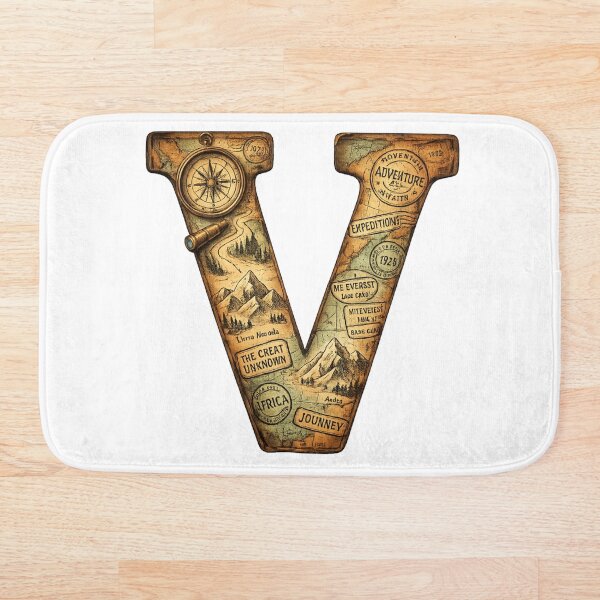 Item preview,  Vintage Adventure Letter V - Antique Map Alphabet - Explorer Initial V - Travel Typography Design designed and sold by irfanshikh.