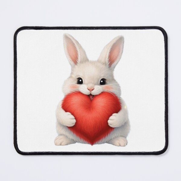 Item preview, Cute Fluffy White Bunny Hugging a Red Heart designed and sold by lovelistivkaa.