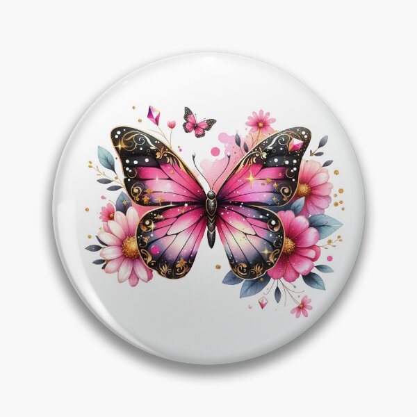 Artikelvorschau, Pink Butterfly Fantasy Art | Magical Floral Butterfly Illustration | Glitter Butterfly Design | Romantic Nature Artwork entworfen und verkauft von Fernhaven.