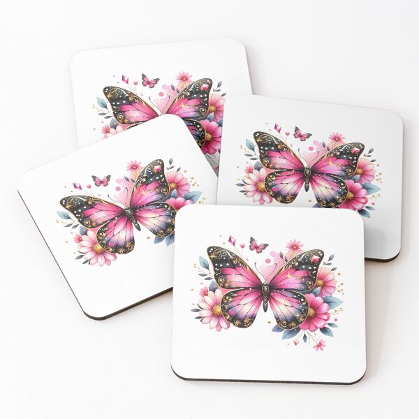 Item preview, Pink Butterfly Fantasy Art | Magical Floral Butterfly Illustration | Glitter Butterfly Design | Romantic nature artwork designed and sold by Fernhaven.