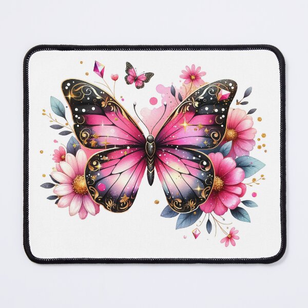 Item preview, Pink Butterfly Fantasy Art | Magical Floral Butterfly Illustration | Glitter Butterfly Design | Romantic nature artwork designed and sold by Fernhaven.