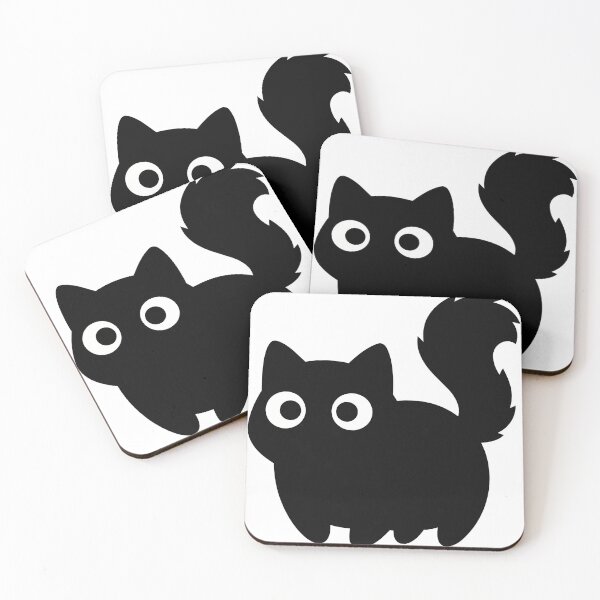 Item preview, Cute Surprised Black Cat Silhouette Sticker - Kawaii Chibi Kitten Outline Print Minimalist White Contour Pet Black Background Nursery Wall Art designed and sold by BestChoiceService.