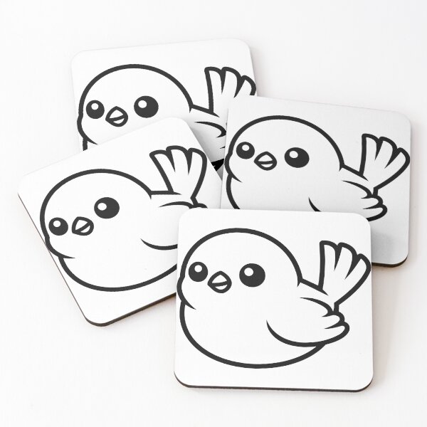 Item preview, Cute White Bird Sticker - Kawaii Chibi Sparrow Silhouette Print Minimalist Thick Outline Little Chick Black Background Nursery Wall Art designed and sold by BestChoiceService.