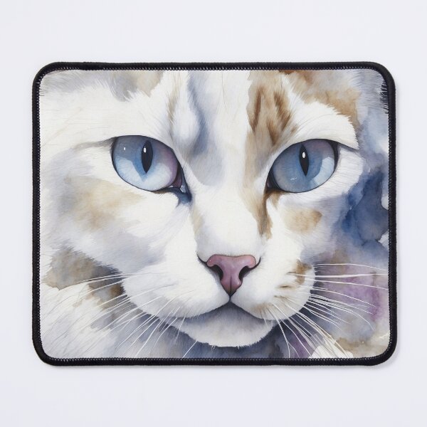 Item preview, Watercolor Portrait of a Beautiful Blue-Eyed Cat designed and sold by Paolo-Bandal.