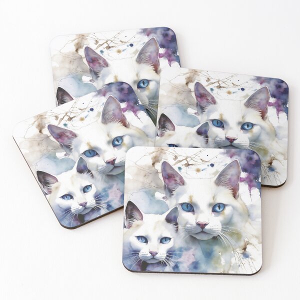 Item preview, Watercolor Portrait of a Beautiful Blue-Eyed Cat designed and sold by Paolo-Bandal.
