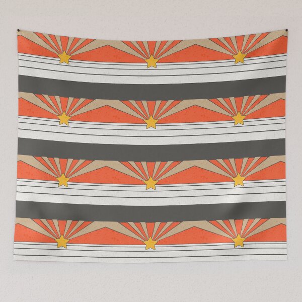 Item preview, Abstract Retro Star Stripes Sunburst Orange Red White  designed and sold by TackyTime.