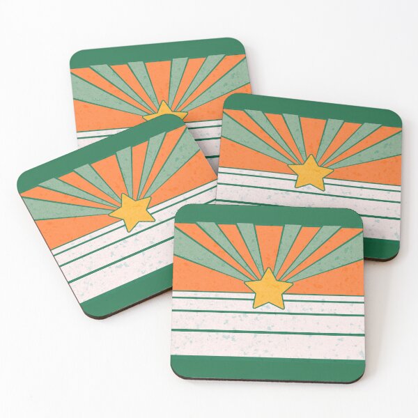 Item preview, Abstract Retro Star Stripes Sunburst Orange Green Pink  designed and sold by TackyTime.