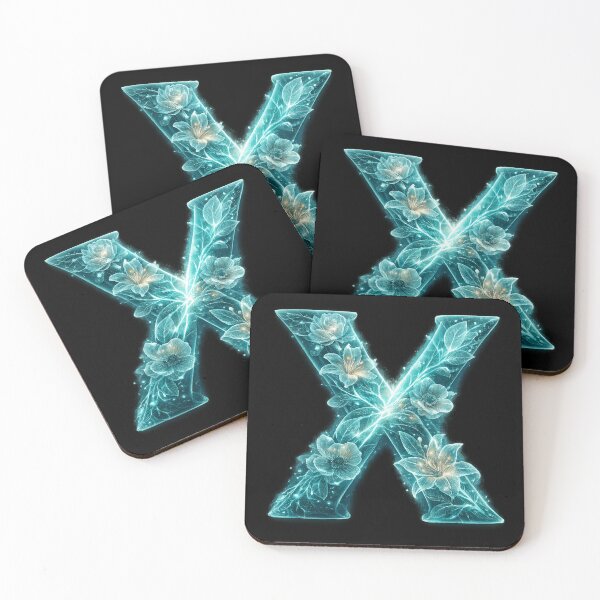 Item preview, Glowing Ice Crystal Letter X - Frozen Floral Alphabet - Winter Magic Initial X - Ethereal Blue Typography designed and sold by irfanshikh.