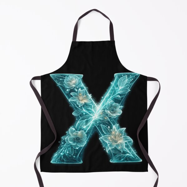Item preview, Glowing Ice Crystal Letter X - Frozen Floral Alphabet - Winter Magic Initial X - Ethereal Blue Typography designed and sold by irfanshikh.
