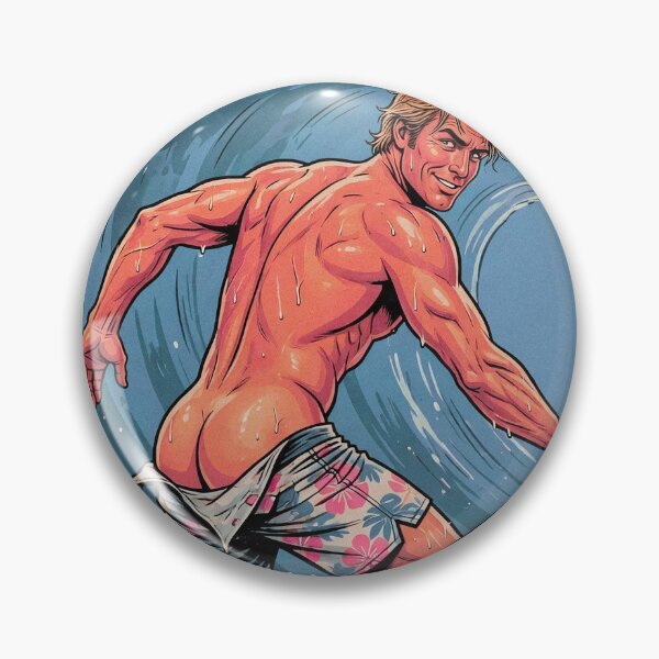 Item preview, Muscular Surfer Riding a Great White Shark designed and sold by ZhivanCrimson.