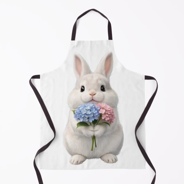 Item preview, Cute White Bunny Holding Blue and Pink Hydrangeas designed and sold by lovelistivkaa.