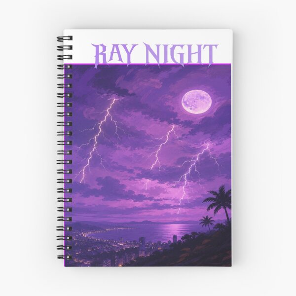 Artikelvorschau, RAY NIGHT – Vintage-Poster mit lila Blitzen und Stadtlandschaft entworfen und verkauft von RAYapparel.