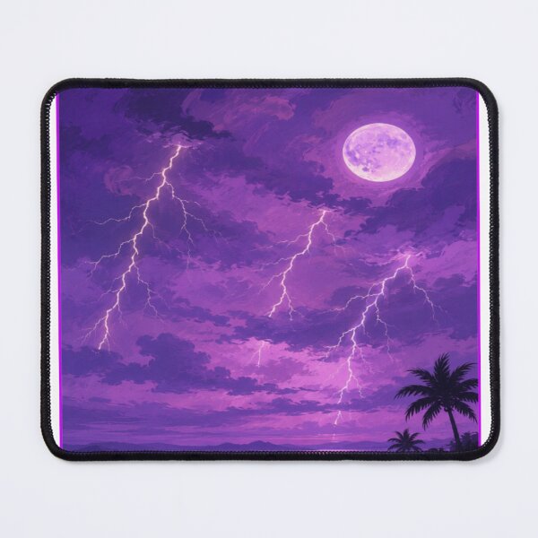 Item preview, RAY NIGHT – Purple Lightning Cityscape Vintage Poster Art designed and sold by RAYapparel.
