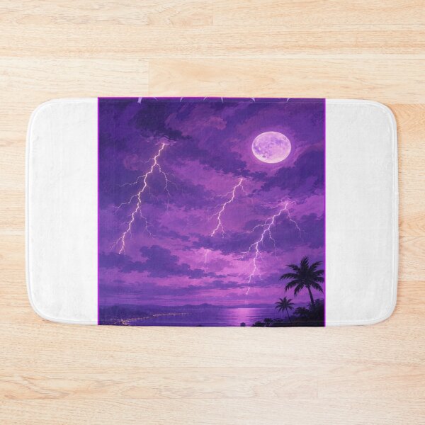Item preview, RAY NIGHT – Purple Lightning Cityscape Vintage Poster Art designed and sold by RAYapparel.
