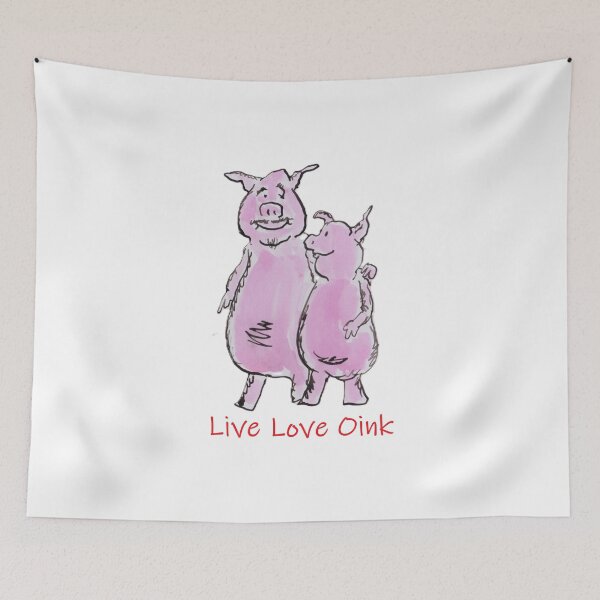 Item preview, Two pigs cuddling designed and sold by Inky Fingers Illustrations.