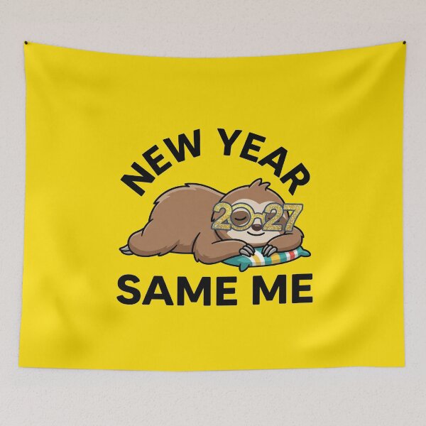 Item preview, New Year Same Me 2027 Funny Sloth Glitter Sticker designed and sold by Mr-wow.