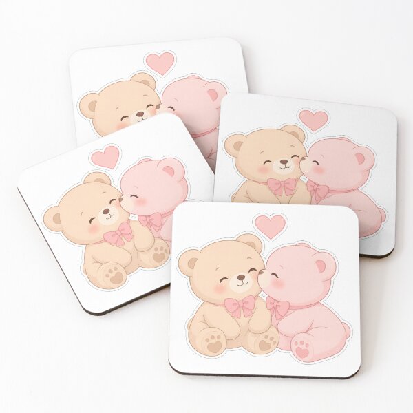 Item preview, Sweet Pastel Kawaii Bears Kissing - Cute Aesthetic Sticker designed and sold by Atlant11.