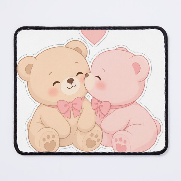 Item preview, Sweet Pastel Kawaii Bears Kissing - Cute Aesthetic Sticker designed and sold by Atlant11.