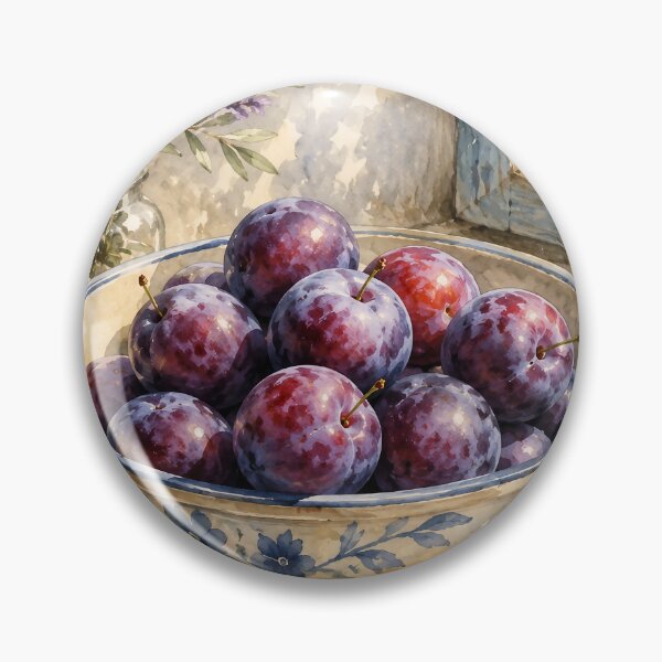 Item preview, Rustic Plum Bowl Watercolor Cottagecore Art designed and sold by PixelParinda.