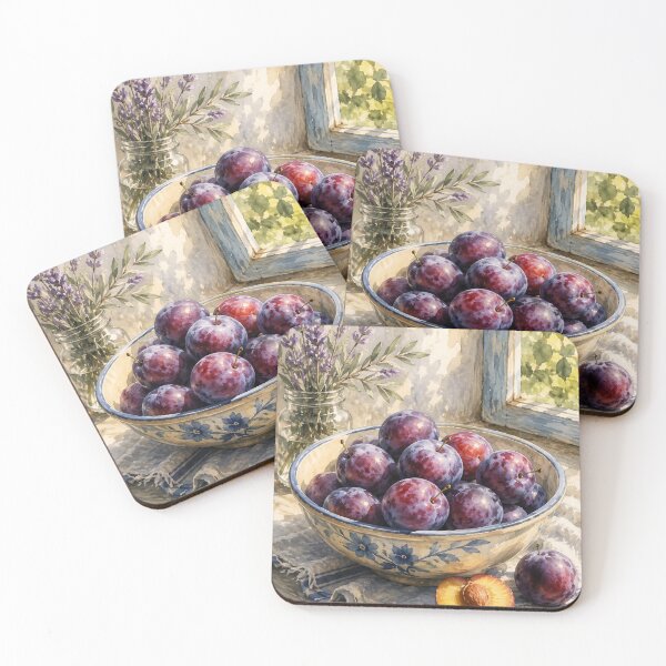 Item preview, Rustic Plum Bowl Watercolor Cottagecore Art designed and sold by PixelParinda.