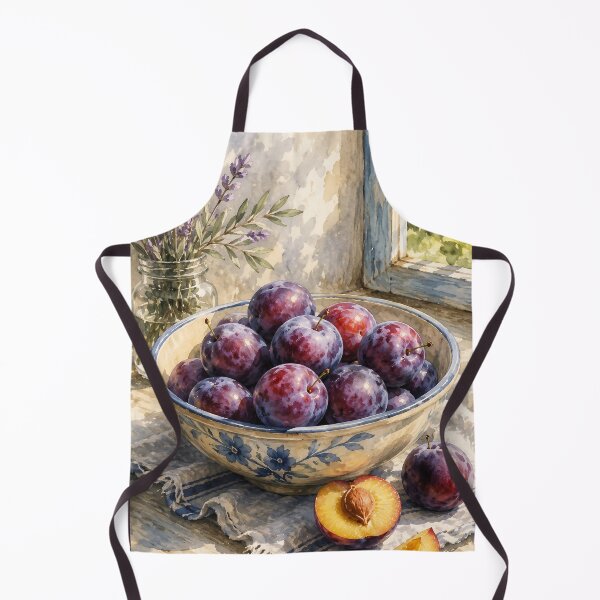 Item preview, Rustic Plum Bowl Watercolor Cottagecore Art designed and sold by PixelParinda.