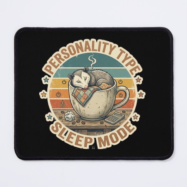Item preview, Personality Type Sleep Mode Tired Opossum Retro Badge designed and sold by SoftAuraStudi0.