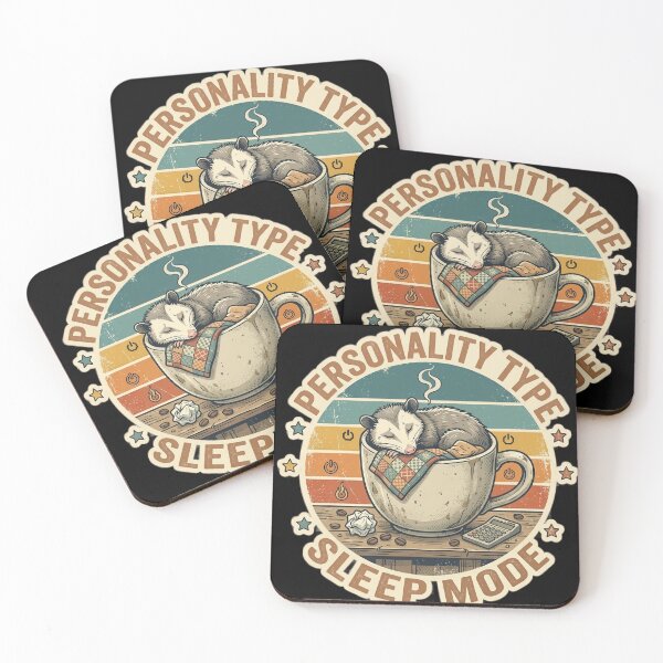 Item preview, Personality Type Sleep Mode Tired Opossum Retro Badge designed and sold by SoftAuraStudi0.
