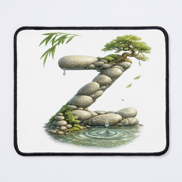 Item preview, Zen Garden Letter Z - Japanese Stone Alphabet - Tranquil Initial Z - Meditation Typography Art - Peaceful Nature Design designed and sold by irfanshikh.