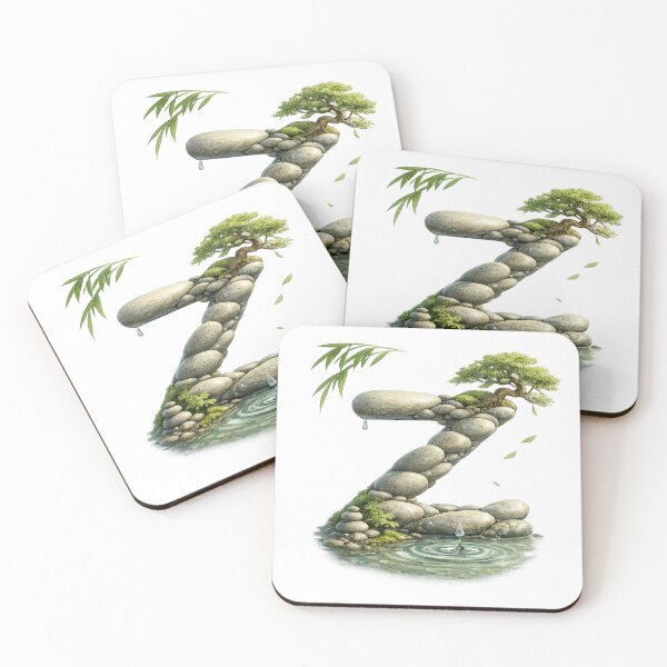 Item preview, Zen Garden Letter Z - Japanese Stone Alphabet - Tranquil Initial Z - Meditation Typography Art - Peaceful Nature Design designed and sold by irfanshikh.
