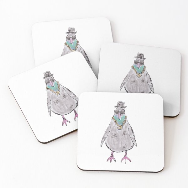 Artikelvorschau, Taube mit Sonnenbrille, Hut und Goldkette entworfen und verkauft von Inky Fingers Illustrations.
