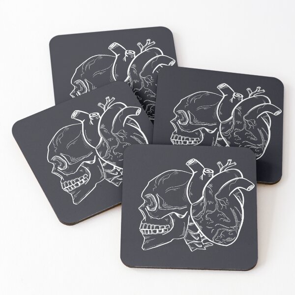 Item preview, Heart and Mind | Bold White Ink Anatomy Illustration designed and sold by Combat the Apathy.