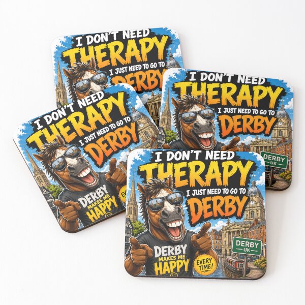 Item preview, I Don’t Need Therapy I Just Need to Go to Derby Funny Horse T-Shirt – Derby UK Travel Humor Graphic Tee designed and sold by Sushikidsntod.