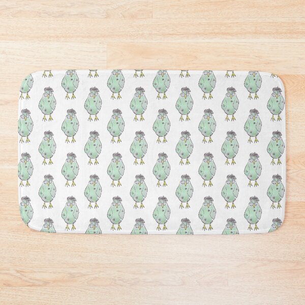 Item preview, Green bird wearing a beret and glasses. designed and sold by Inky Fingers Illustrations.