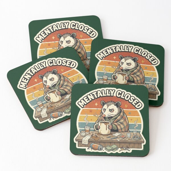 Item preview, Mentally Closed Tired Opossum Retro Badge designed and sold by SoftAuraStudi0.