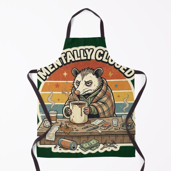 Item preview, Mentally Closed Tired Opossum Retro Badge designed and sold by SoftAuraStudi0.
