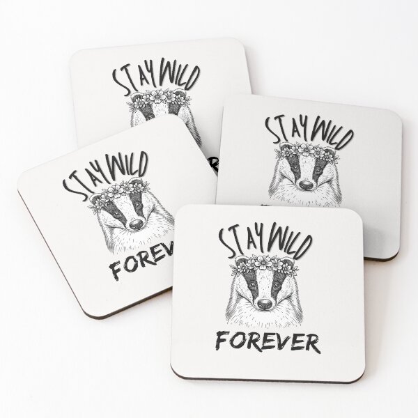 Item preview, Stay Wild Forever Badger Floral Illustration designed and sold by Drop-Drip.