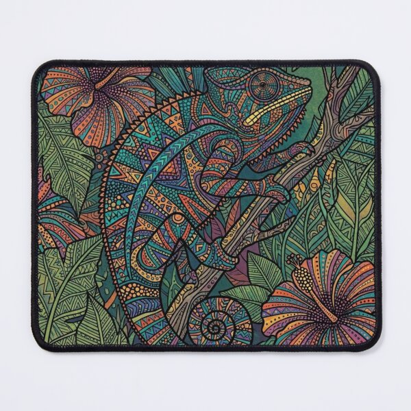 Item preview, Intricate Patterned Chameleon in Tropical Jungle Setting designed and sold by FloreizaArt.