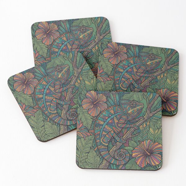 Item preview, Intricate Patterned Chameleon in Tropical Jungle Setting designed and sold by FloreizaArt.