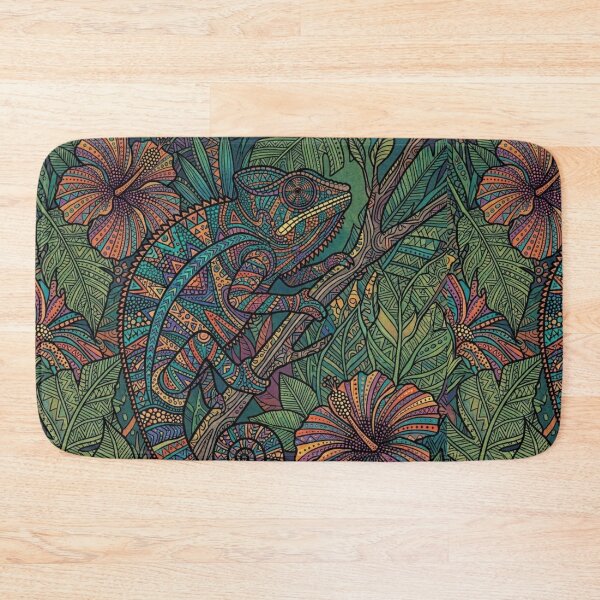 Item preview, Intricate Patterned Chameleon in Tropical Jungle Setting designed and sold by FloreizaArt.