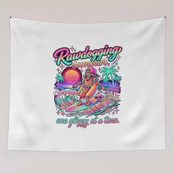 Item preview, Rawdogging Summer One Glizzy At A Time Funny Hot Dog Surfing Beach Vibes Tee designed and sold by graphixpolash.
