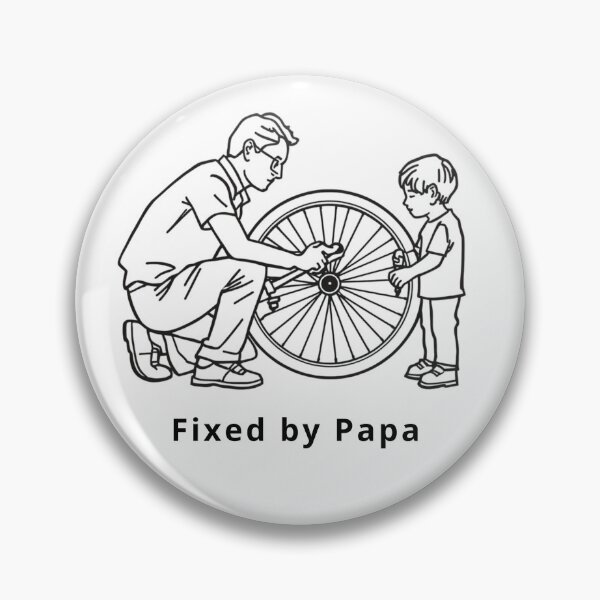 Item preview, Fixed by Papa Minimalist Line Art Father Son Bicycle Repair designed and sold by Larams Studio.