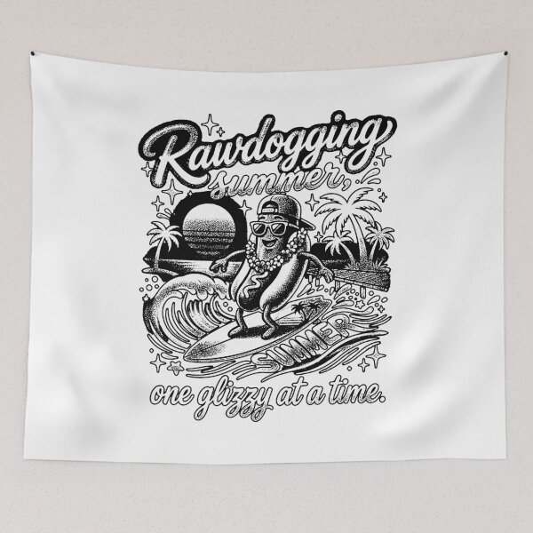 Item preview, Rawdogging Summer One Glizzy At A Time Funny Hot Dog Surfing Beach Vibes Tee designed and sold by graphixpolash.