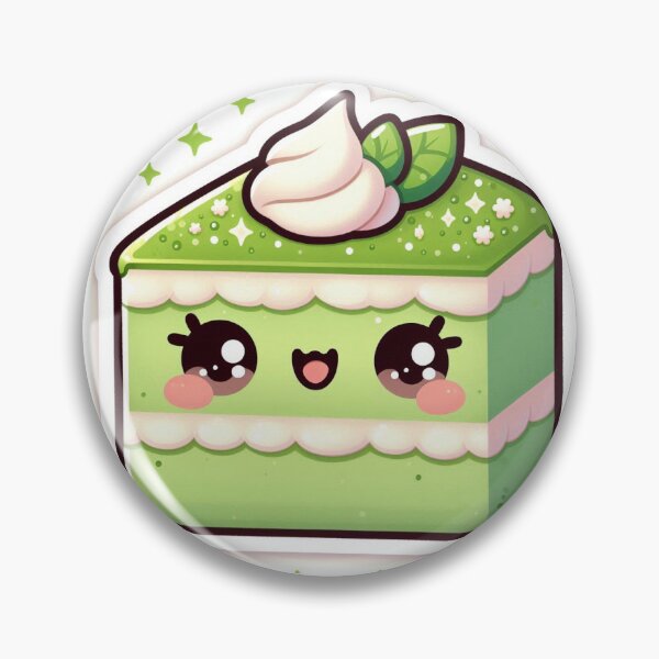 Item preview, Kawaii Matcha Cake Sticker | Chibi Green Tea Cake Slice with Happy Face designed and sold by PastelPawsArt.