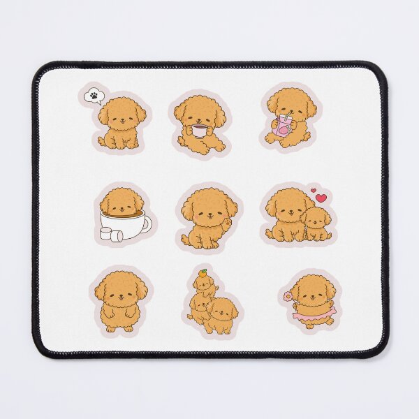 Item preview, cute kawaii poodle sticker pack brown toy poodle designed and sold by KAWAII STUDIO NB.