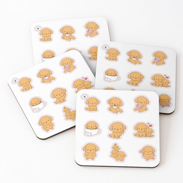 Item preview, cute kawaii poodle sticker pack brown toy poodle designed and sold by KAWAII STUDIO NB.