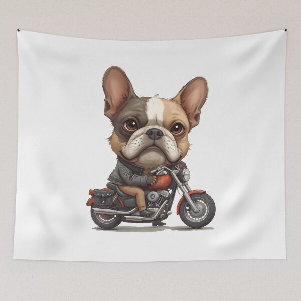 Item preview, French Bulldog Riding Chopper Motorcycle Cartoon designed and sold by Paulocdias.